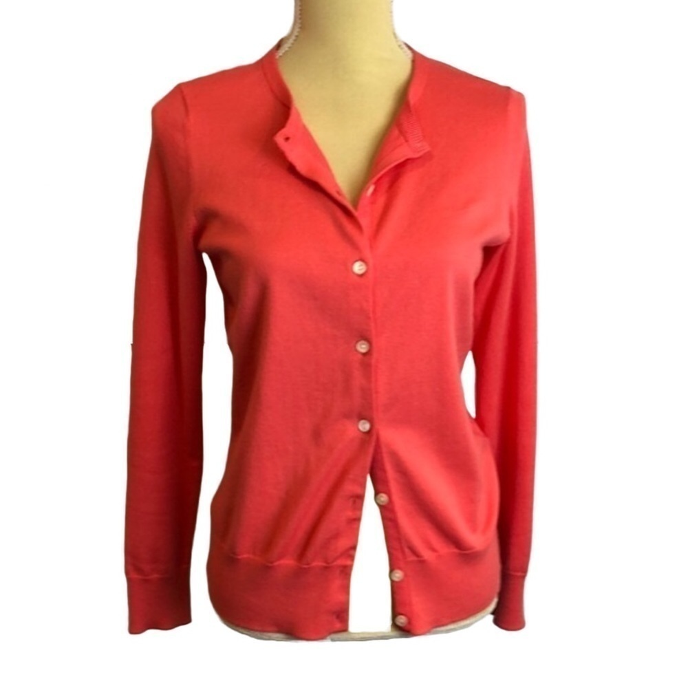 Lands’ End Coral Cotton Cardigan XS